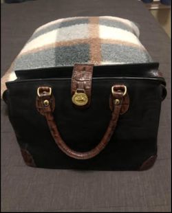 Title Brahmin vintage black brown leather satchel Handbag