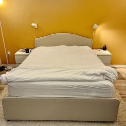 Queen Bed Frame Upholstered / 4 bed storage box