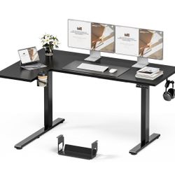 Black L-shape Electric Standing Desk