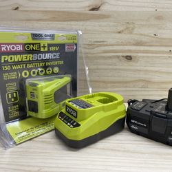 Ryobi one+ 18v power-source 150watt battery inverter with 4ah battery and charger 
