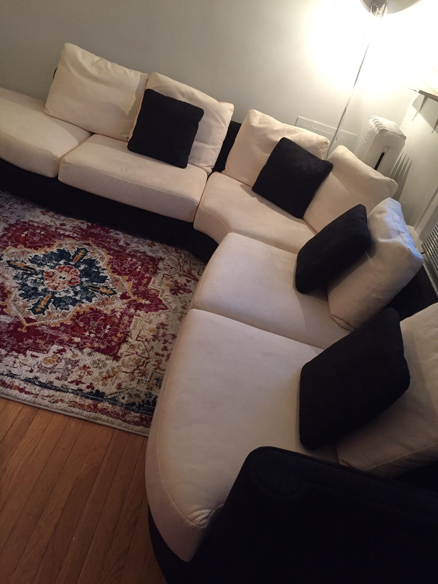 Roche Bobois Leather Sectional Couch White/Black
