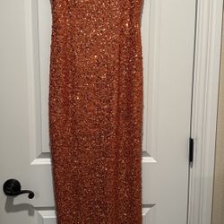 Orange, Long Sequin Dress