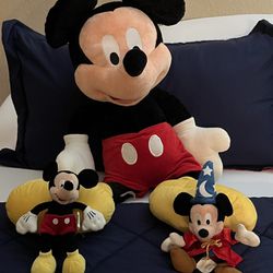 Pristine Condition! Authentic 31" Plush Mickey Mouse! Plus, TWO Bonus Small Mickey Mouse