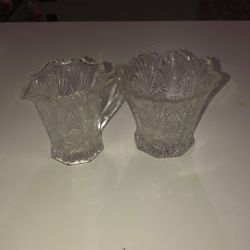 This is a Mikasa Studio Nova Country Flair pressed glass sugar and creamer set