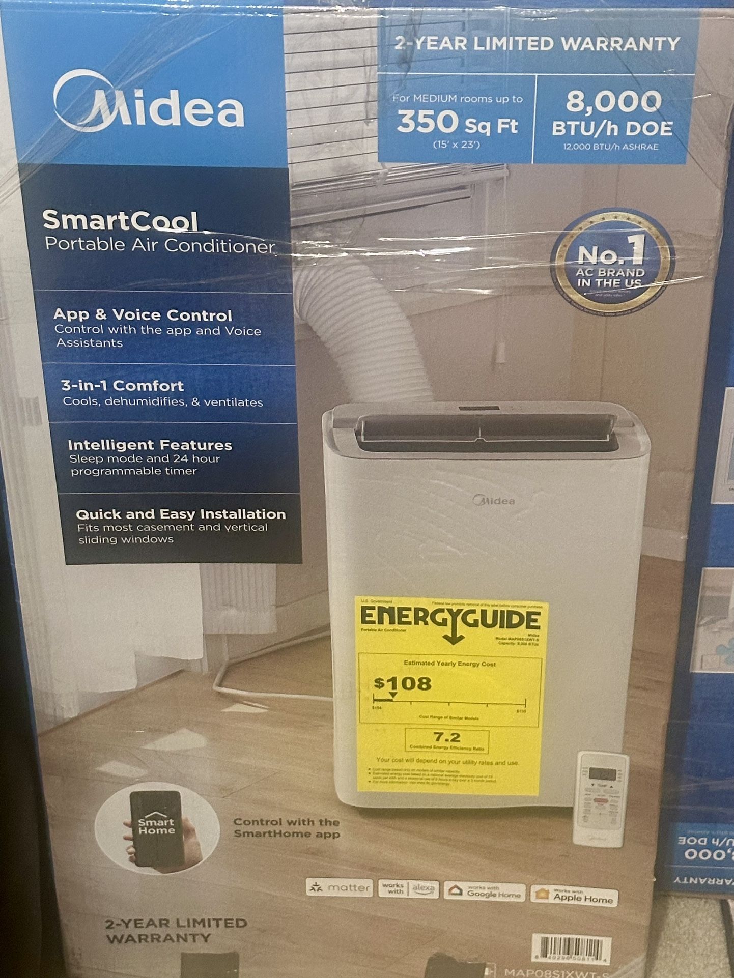 Midea 12k BTU/8k BTU DOE Smartcool Portable AC