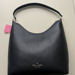 Kate Spade Zippy Shoulder Bag Black – Large Pebbled Leather – $449 MSRP