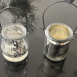 FREE - silver mercury glass hanging cups, vase, makeup brush storage, pens office display