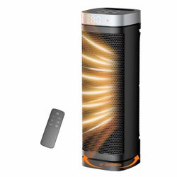 New Space Heater, WINHL 17 Inches Electric Heaters for Indoor Use with Thermostat and Remote, 70°Oscillation, 12H Timer, 5 Modes, 1500W PTC Ceramic Fa