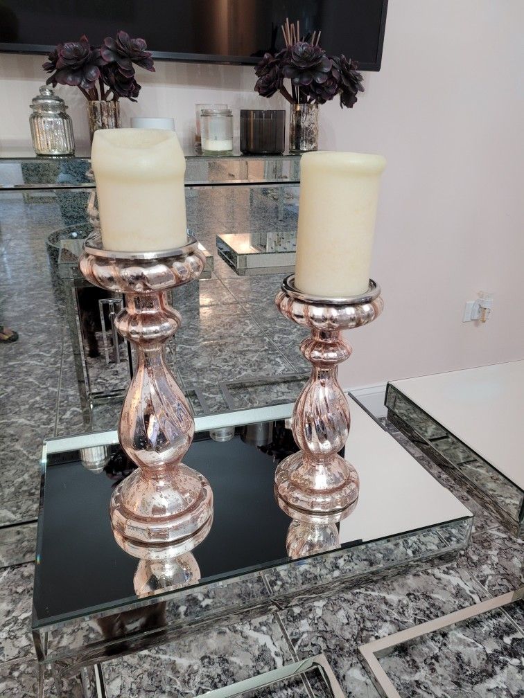 Gorgeous Rose Gold Candle Holders