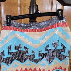 Womens Multicolor Blingy Skirt Size M