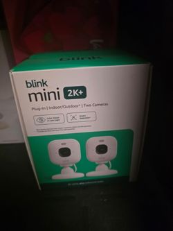 Blink Mini 2K+ Newest Model 2-Camera Kit White Plug-In Indoor Security Camera