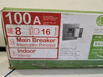 BRAND NEW Square D Ho eline 100 Amp 8-space 16-circuit Indoor Main Breaker Plug-On Netural Load Center with Cover