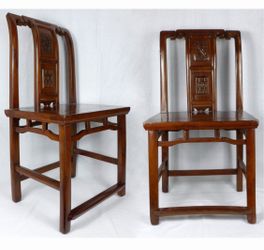 Pair of Chinese Carved Hardwood Side Chairs
