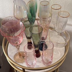 Luxury Gold Bar Cart + Full Glassware Set – Moving Sale