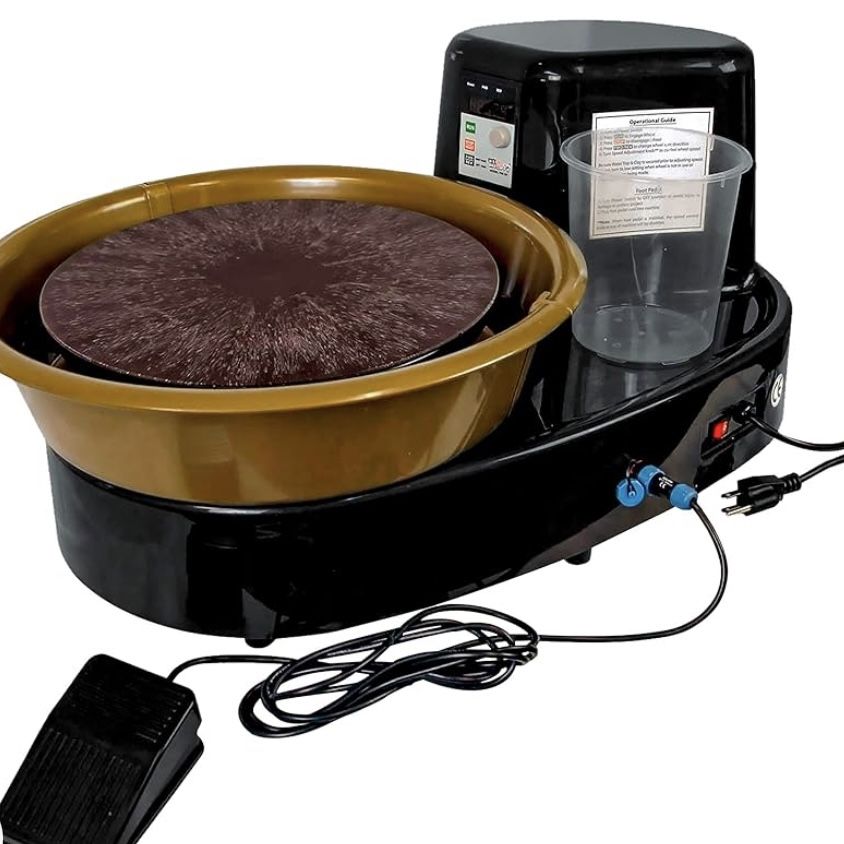 U.S. Art Supply 3/4-HP Table Top Pottery Wheel with LCD Wheel Speed Display - Includes Foot Pedal and 11" Bat - Reversible Spin Direction - Ceramics C