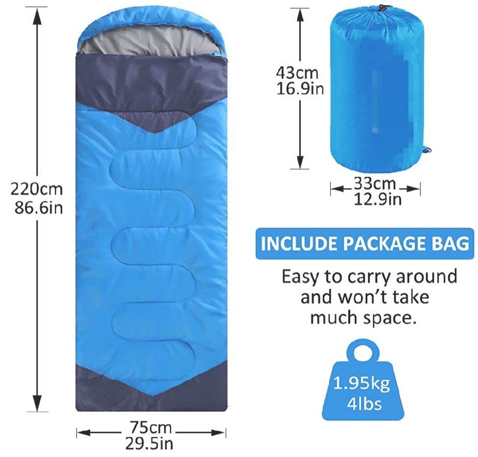 Lightweight waterproof Camping Sleeping Bags, 86.6in x 29.5in
