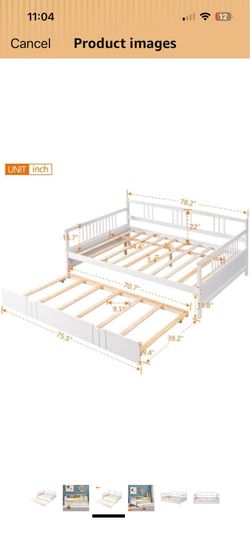 New inbox, full size bed frame with twin size Trundle