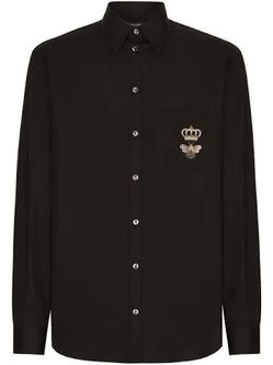 Authentic Dolce & Gabbana Royal Crown Gold Bee Dress Shirt