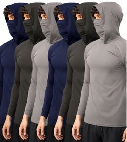 6 Packs Fishing Lightweight Hoodies for Men with Face Mask UPF 50+,FOUR-WAY STRETCH,QUICK-DRY FABRIC(Medium)