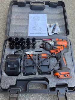 CORANEX 1/2" Brushless Cordless Impact Wrench Kit (960 ft-lbs) with 2x4.0Ah Batteries, Charger & Sockets — with Case
