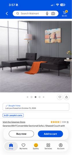 Gewnee 89.4" Convertible L-Shaped Sectional Sofa