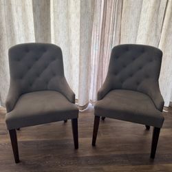 2 Accent Or Dining Room Grey Chairs 