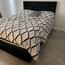 Queen Bed Black Velvet 