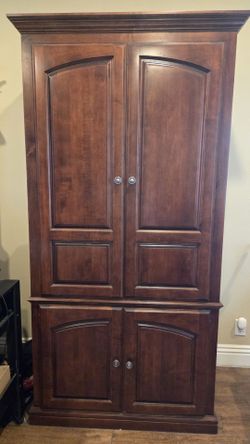 Custom Entertainment Unit. 
Dark Wood Armoire Storage Cabinet
