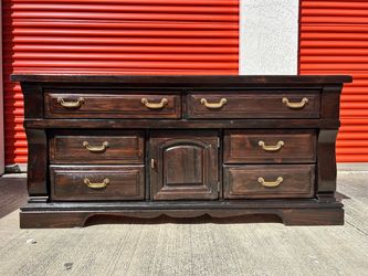 Newly Refurbished Dark Wood Dresser with Brass Hardware