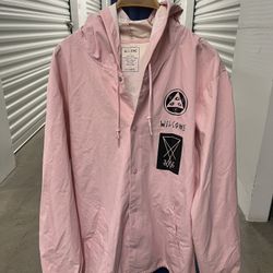 Men’s Pink Hooded Rain Jacket