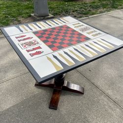 Vintage Formica Top Wood Base Custom Made Drop Leaf Game Table 