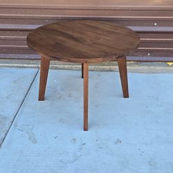 30" Walnut Brown Round Solid Wood Coffee Table