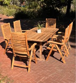Royal Teak 7-Piece Grade A Solid Teak Outdoor Patio Dining Set 6 Chair