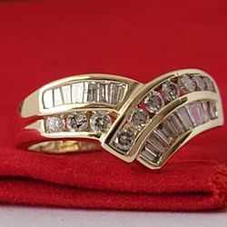 ❤️14k Size 7 Gorgeous Solid Yellow Gold Genuine Diamond Cocktail Ring!/ Anillo de Oro con Diamantes Genuinos! 👌🎁Post Tags: Anillo de Oro