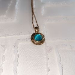 🩷14k Gold Simulated Turquoise Pendant Necklace🩷