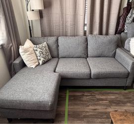 Reversible chaise sofa couch & swivel chair set