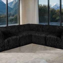 Brand New Black Super Plush Compressed Foam Modular Sectional Sofa 