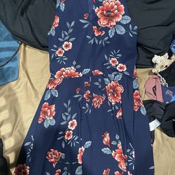 Women’s BCX Floral Dress – Elegant Navy & Red – Size M 💎