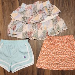 Lot of NWOT Girls 5T Pair of Shorts, 1 Skort, and 1 Skirt, All Flawless