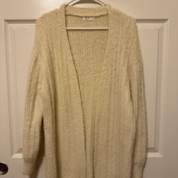 Cream Soft Knit Long Cardigan