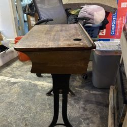 Old Cast Iron School Desk