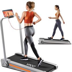 YPOO Foldable Walking Pad with Incline, 3.0HP Walking Pad Treadmill with Handle Bar, Folding Treadmill with 265 LBS Capacity, 3-Level Adjustable Incli
