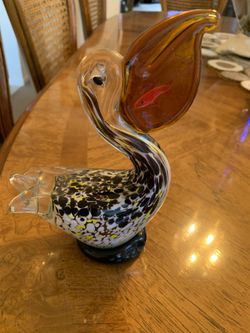 Murano Style Pelican With Fish 