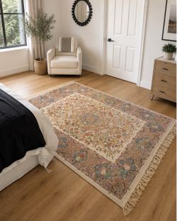 Textured Faux Silk Rug- Machine Made