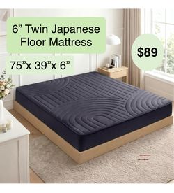 6” Twin Size Japanese Floor Mattress Futon Mattress Twin Size 6 Inch Thick Foldable Tatami Mat, Washable Cover, Portable Floor Bed for Sleeping, Guest