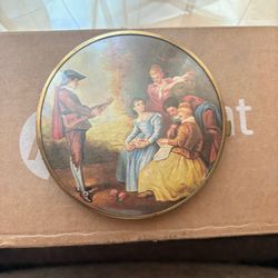 Vintage Double Mirror Compact / Mural Baroque Art on Both Sides /Western Germany