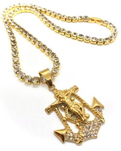 Tennis Chain With Stainless Steel 18K Gold Plated Cubic Zirconia Pendant Size Length: 18”,20 ,22,24,26,28”