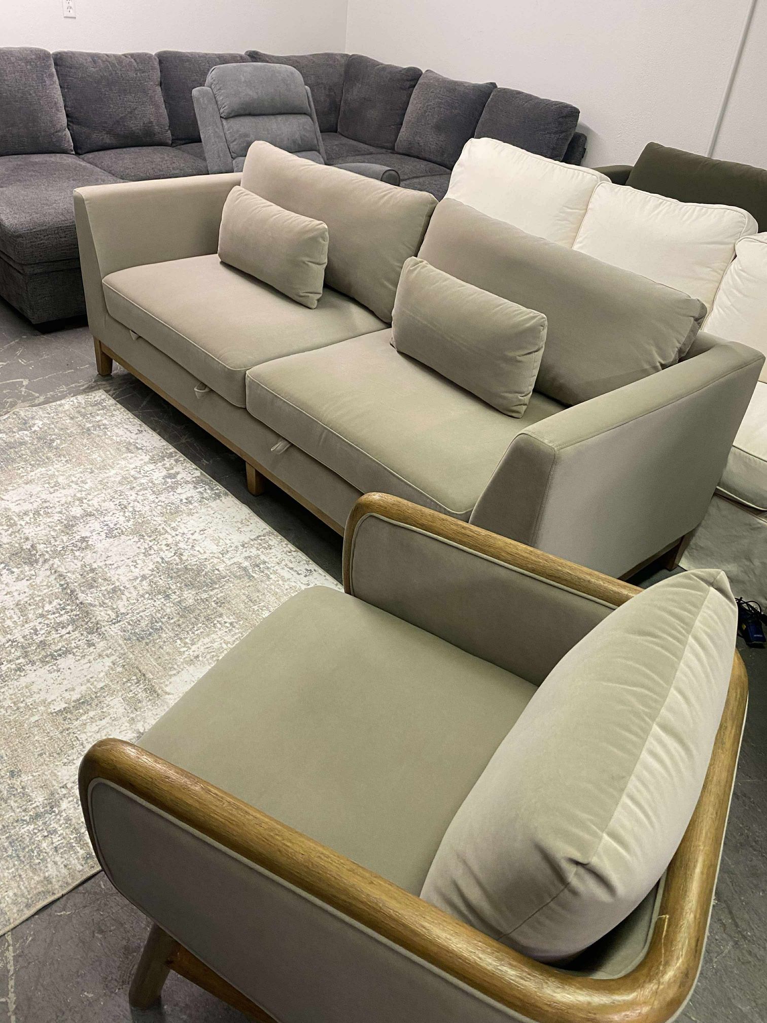 Thomasville Luxury Velvet Sofa and Accent Chair