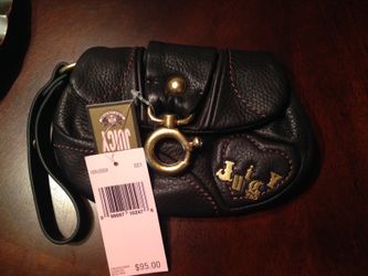 Authentic New Juicy Couture Black Leather Wristlet