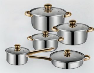 Stainless Steel Cookware Set with Glass Lids